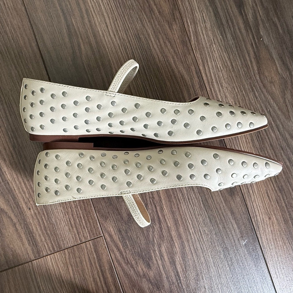 Madewell Ivory Mary Jane Studded Ballet Flats Size 8 - Picture 4 of 8